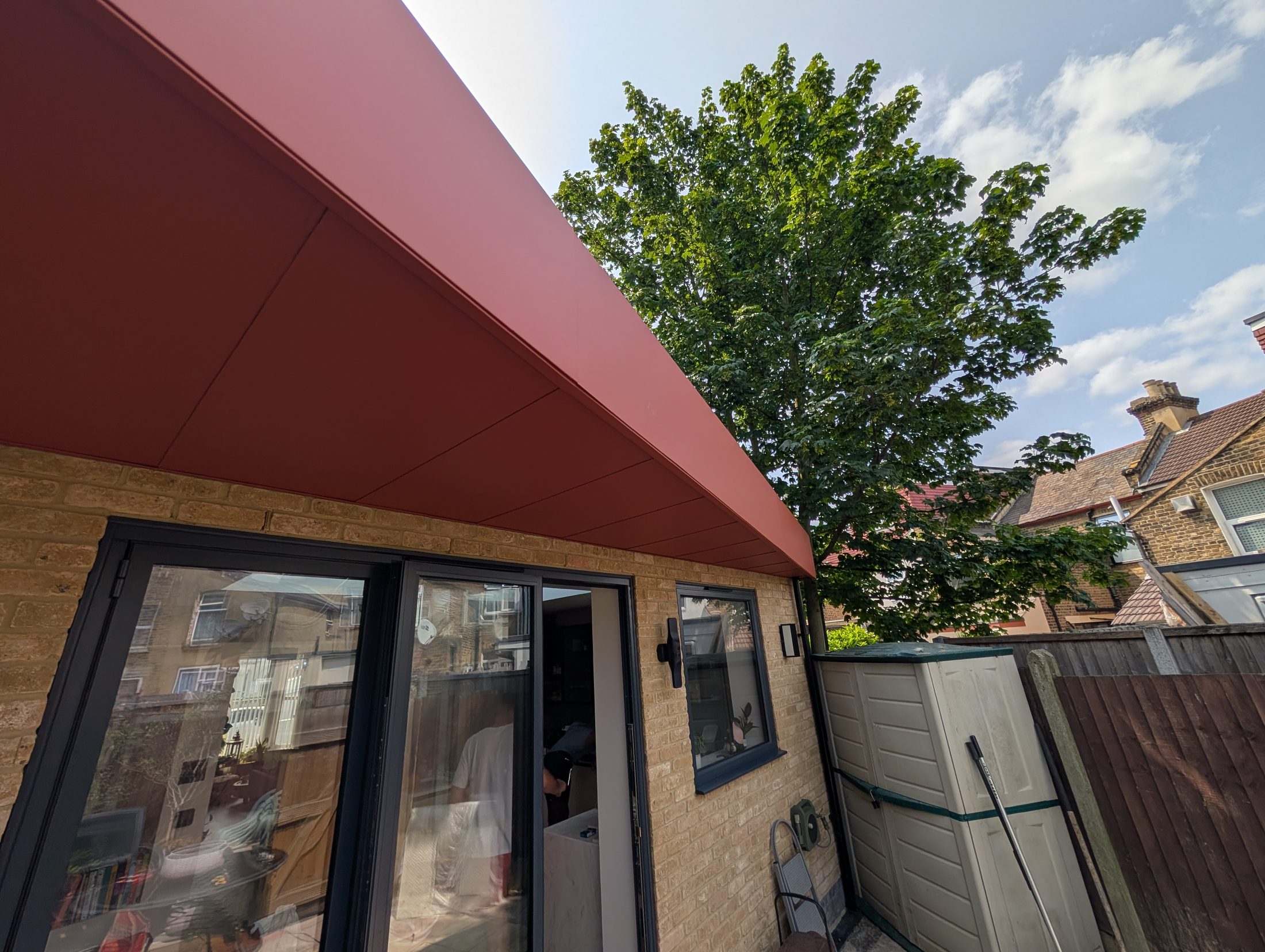 Copperclad PREFA aluminium orange soffit and fascia