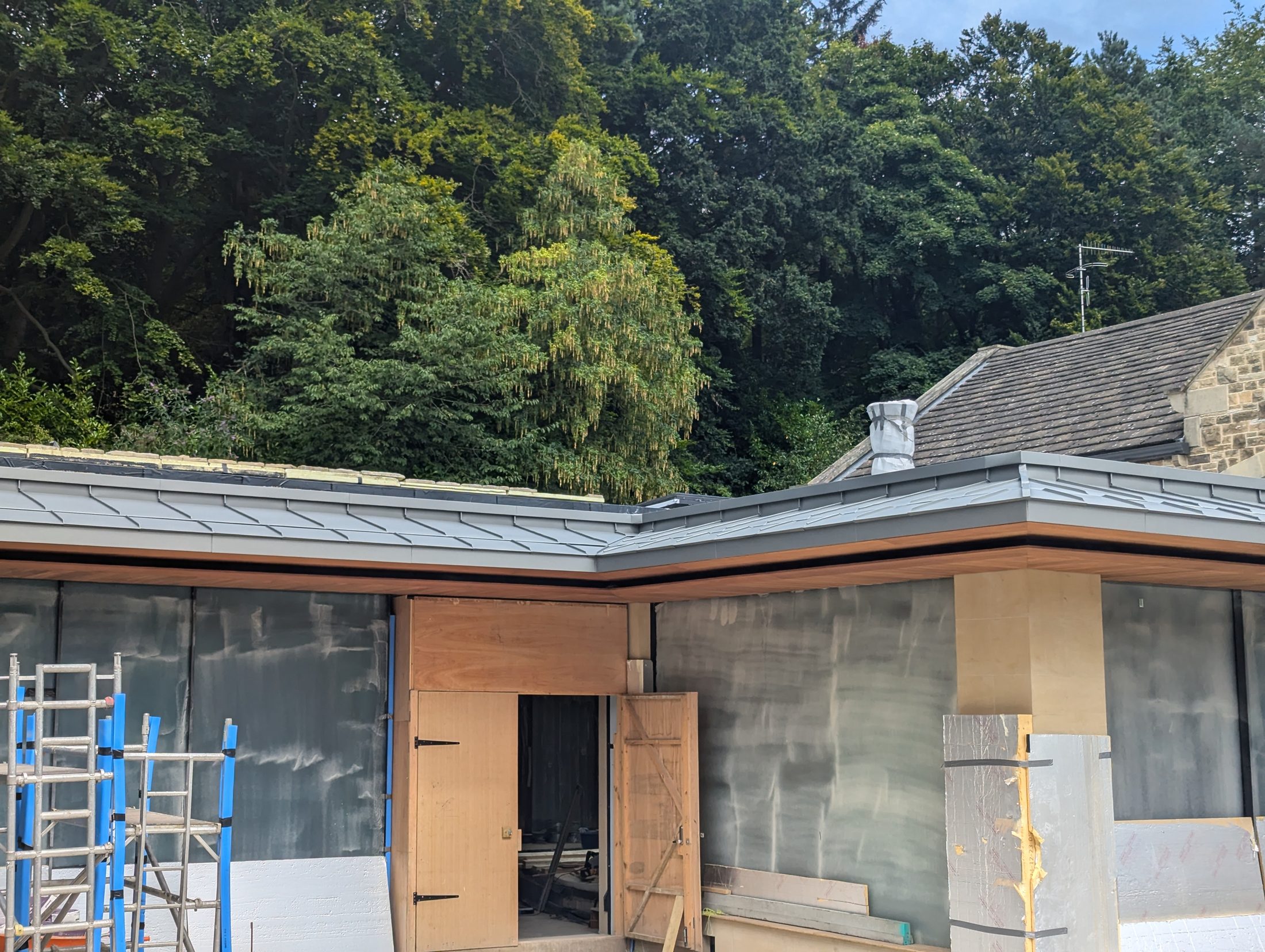 Copperclad RHEINZINK Sky Grey eaves roofing project